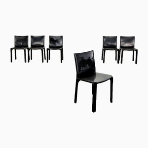 CAB 412 Leather Chairs by Mario Bellini for Cassina, Italy, 1980s, Set of 6