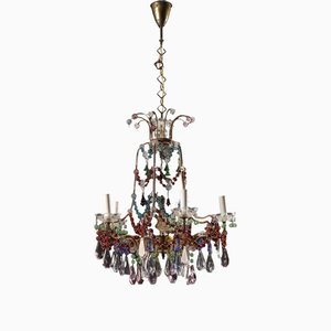 Gilt and Colored Glass Chandelier