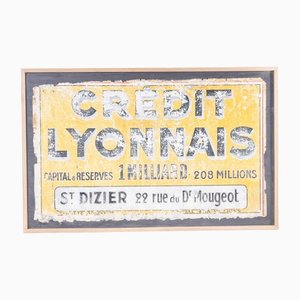 Panneau Publicitaire en Zinc de Crédit Lyonnais, 1930s