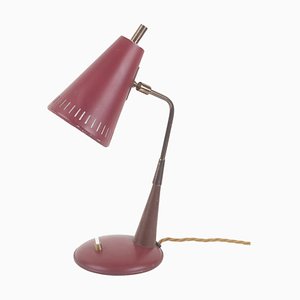 Lámpara de escritorio Mid-Century moderna en rojo, años 50