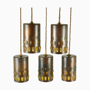 Pendant Lamps in Copper and Glass by Nanny Still for Raak, 1960s, Set of 5