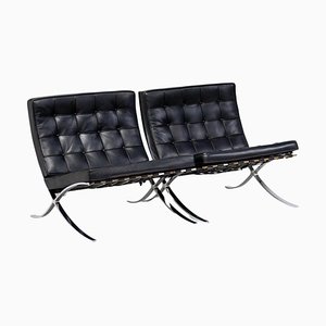 Fauteuils en Cuir Noir par Mies Van Der Rohe pour Knoll Barcelona Chairs, 1970s, Set de 2