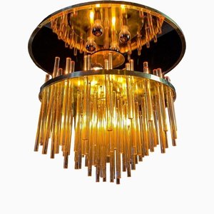 Lampadario Pegels vintage in vetro ambrato di Christoph Palme, anni '60