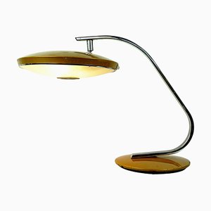 Mid-Century Gold Brown and Metal Mod. 520 Desk Lamp by Fase Madrid, 1960s
