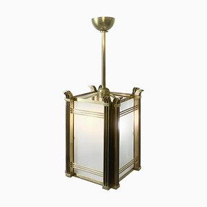 Art Deco Brass and Glass Lantern, 1930s