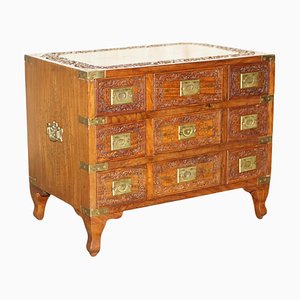 Small Antique Anglo Indian Military Campaign Chest of Drawers, 1880