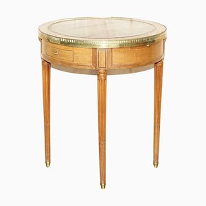 Tavolino Napoleone III antico con ripiano in pelle marrone