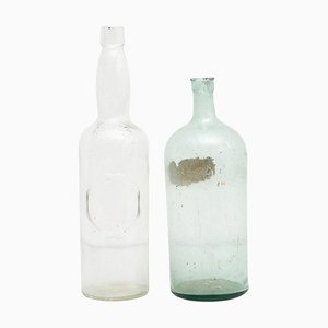Early 20th Century Rustic Glass Bottles, Set of 2