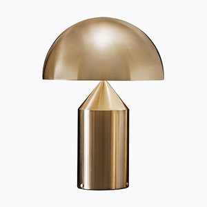 Lámpara de mesa Atollo grande de metal dorado de Vico Magistretti para Oluce