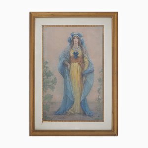 Georges Clairin, Sarah Bernhardt in La Samaritaine, Original Pastel Drawing, 1916, Framed