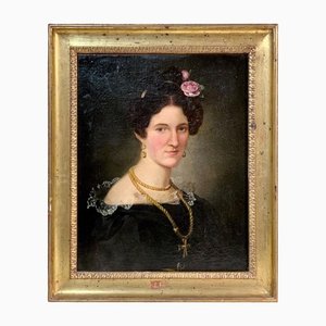 Portrait of Noblewoman, Early 1800s, Oil on Canvas, Framed