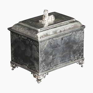 Scatola da tè placcata in argento, XIX secolo