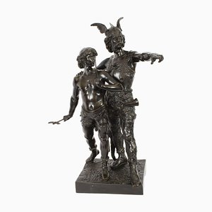 Emile Laporte, Vercingetorix with His Son, 19th Century, Bronze