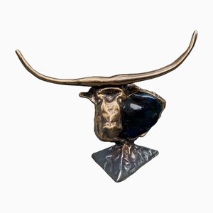 20th Century Bronze Bull Sculpture Bronze by Yves Lohe