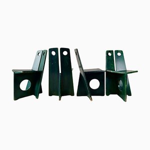 Vintage Stühle aus grün patiniertem Pinienholz von Gilbert Marklund, 1972, 4er Set
