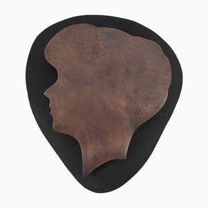 Womans Kopf Wandlampe aus Kupfer & Metall, 1960er