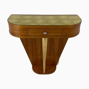 Italian Art Deco Gold Leaf Console in Cherry Wood by Paolo Buffa, 1940s