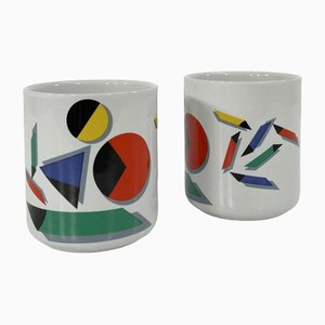 Graphic Ceramic Pots from Mancioli Italy, 1980s, Set of 2