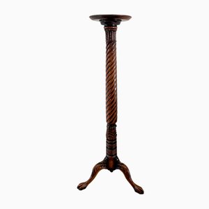 Antique Victorian Torchere in Carved Mahogany, 1880