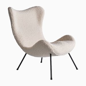 Madame Lounge Chair in White Nobilis Bouclé by Fritz Neth for Correcta, 1958