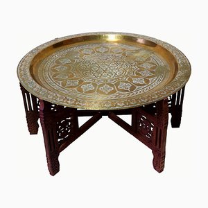 Antique Orient Islamic Hammer Engraved Table Tray, 1940s