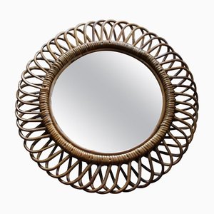 Round Wall Mirror in Rattan and Bamboo By Franco Albini, 1960