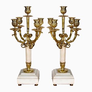 Spätes 19. Jh. Louis XVI Kerzenständer aus vergoldeter Bronze, 2er Set