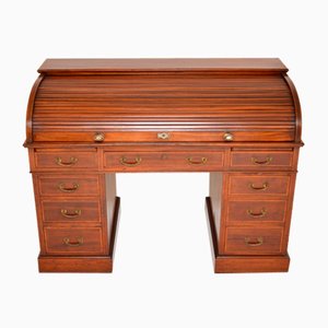 Antique Roll Top Pedestal Desk by Waring & Gillows, 1890s