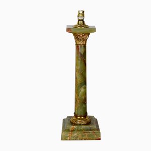 Frühes 20. Jh. Empire Säulenlampe aus grünem Onyx