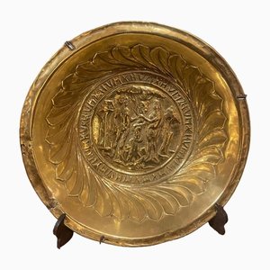 Antique German Offering Basin in Brass, 1500s