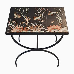 French Tile Side Table with Marine Motif, 1950s