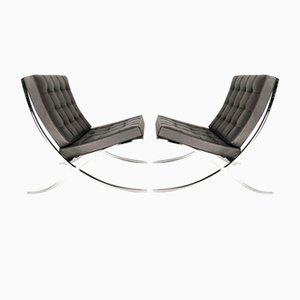 Barcelona Lounge Chairs in Black Leather by Ludwig Mies van der Rohe for Knoll, 1970s, Set of 2