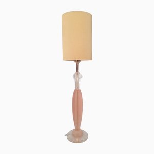 Lámpara de mesa vintage de acrílico rosa, años 70