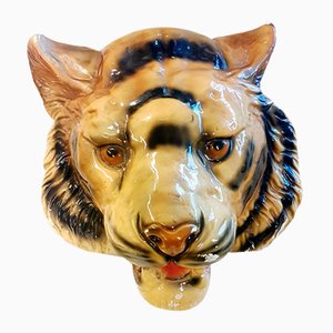 Gothic Style Tiger Head Mount Wall Hanging, 1930s