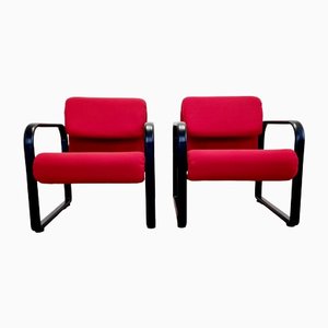 Set of Italian Modern Red Armchairs from Arflex, Italy, 1990s