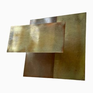 Vintage Cubist Brass Wall Candleholder in the Style of Curtis Jere, 1970s