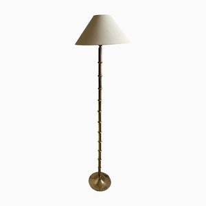 Mid-Century Brass Floor Lamp with Faux Bamboo Effect, 1970s