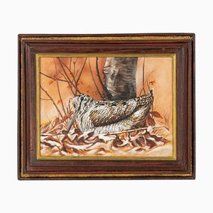 Bird, Original Drawing in Tempera, Mid-20th Century, Framed