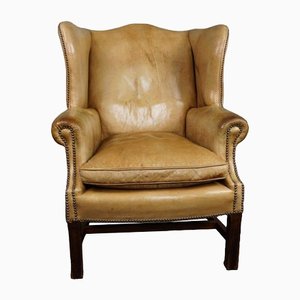 Vintage Leather & Wood Armchair