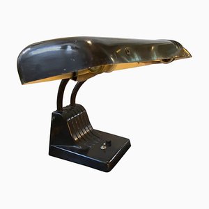 Lámpara de escritorio italiana industrial de metal, años 60