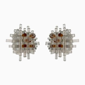 Italian Rea Glass Cube Sconces from Poliarte, 1970s, Set of 2