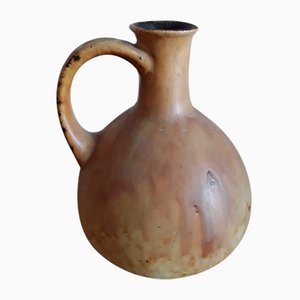 German Brown Glazed Ceramic Jug Vase with Handle from Bay, 1970s
