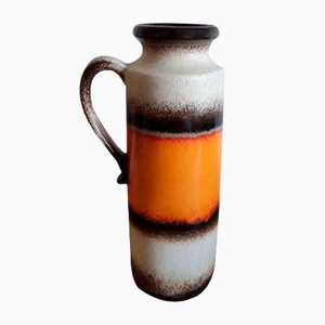 German Glazed Ceramic Vase with Ornamental Label from Scheurich, 1970s