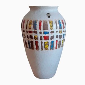 Deutsche Keramikvase mit bunten geometrischen Motiven von Jasba, 1960er