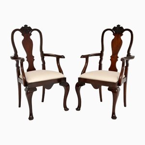 Antique Queen Anne Carver Armchairs, Set of 2