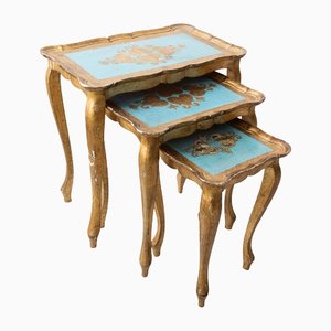 Florentine Gilt Wood Nesting Tables, 1950s, Set of 3