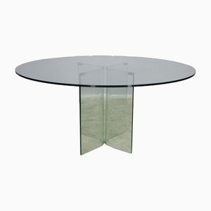 Table Ronde en Verre Trempé, 1980s