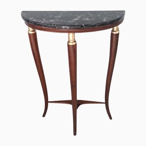 Ebonized Beech Console Table with Portoro Marble Top attributed to Paolo Buffa, Italy, 1950s