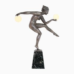 Art Deco Pagan Dancer Skulptur von Derenne für Max Le Verrier, 1920er