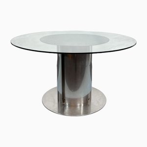 Glass and Stainless Steel Dining Table by Antonia Astori for Driade, Italy, 1960s